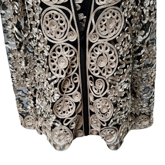 Damee Inc Black Mesh Soutache Zip Jacket & Matching Tank Top Twinset Sz L - Picture 4 of 16